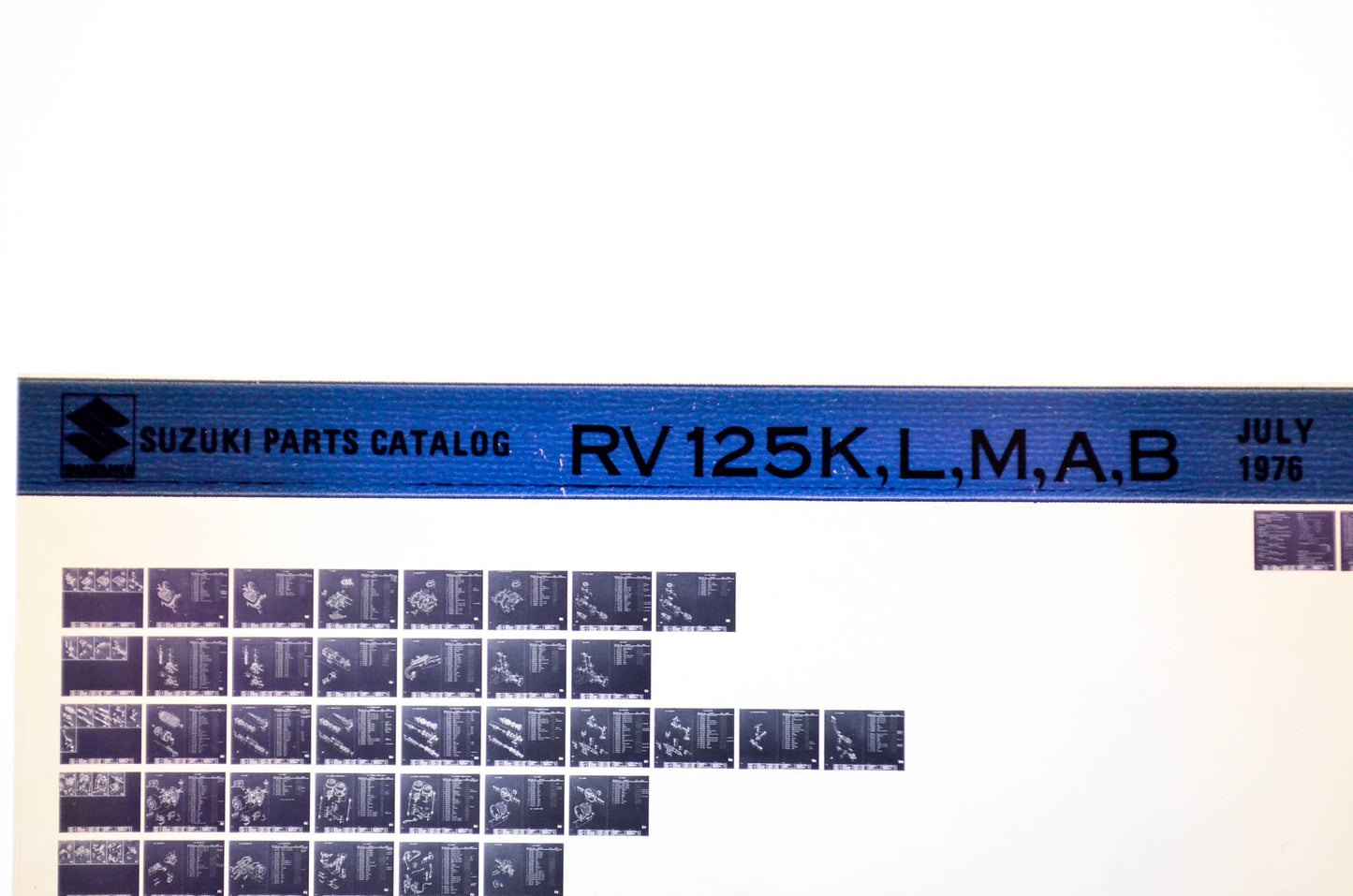 OEM Suzuki RV 125K,L,M,A,B 1976/July Parts Catalog Microfiche