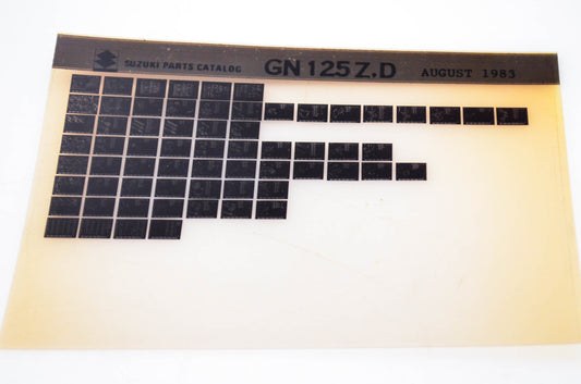 OEM Suzuki GN 125Z,D 1983/August Parts Catalog Microfiche