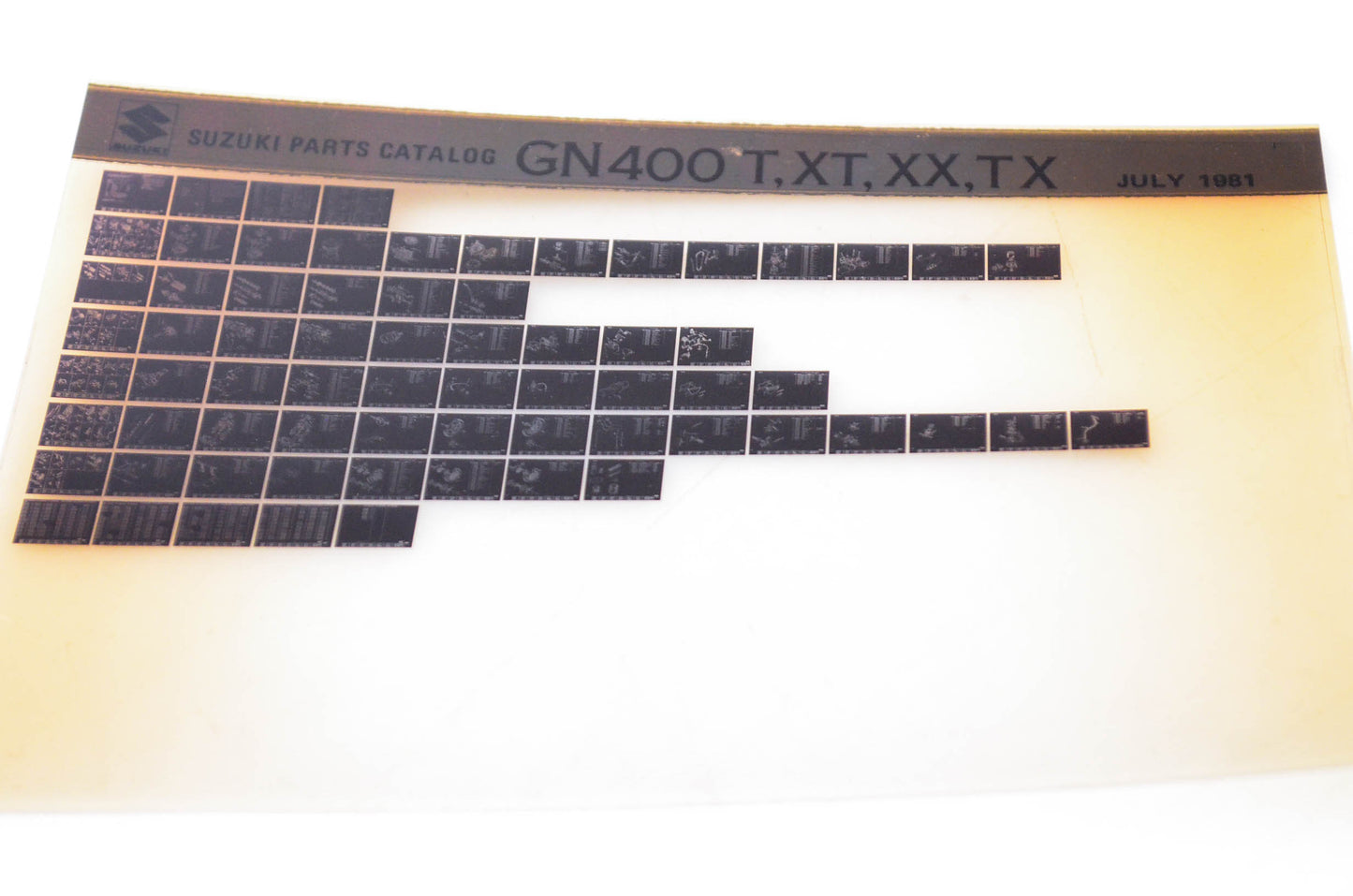 OEM Suzuki GN400 T,XT,XX,TX 1981/July Parts Catalog Microfiche