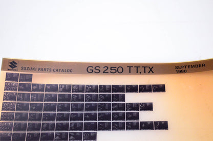 OEM Suzuki GS 250 TT,TX 1980/September Parts Catalog Microfiche