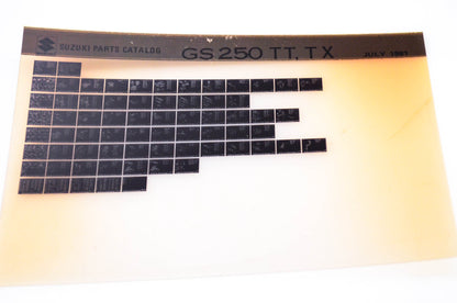 OEM Suzuki GS 250 TT, T X 1981/July Parts Catalog Microfiche