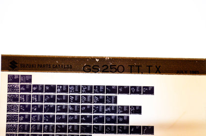 OEM Suzuki GS 250 TT, T X 1981/July Parts Catalog Microfiche