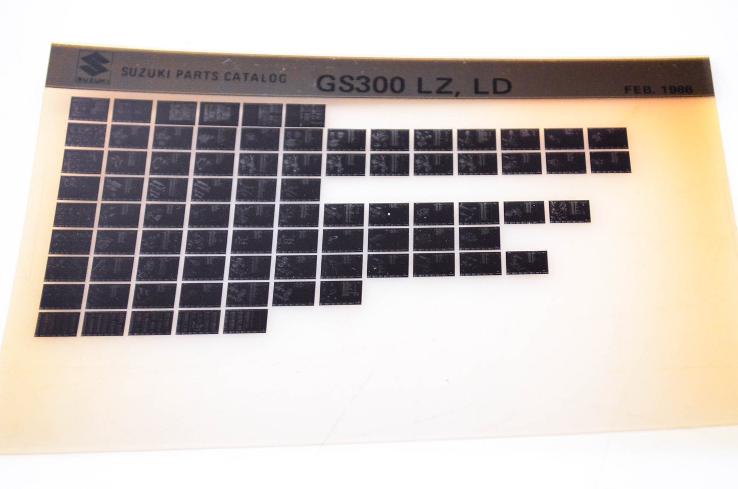 OEM Suzuki GS300 LZ, LD 1986/February Parts Catalog Microfiche
