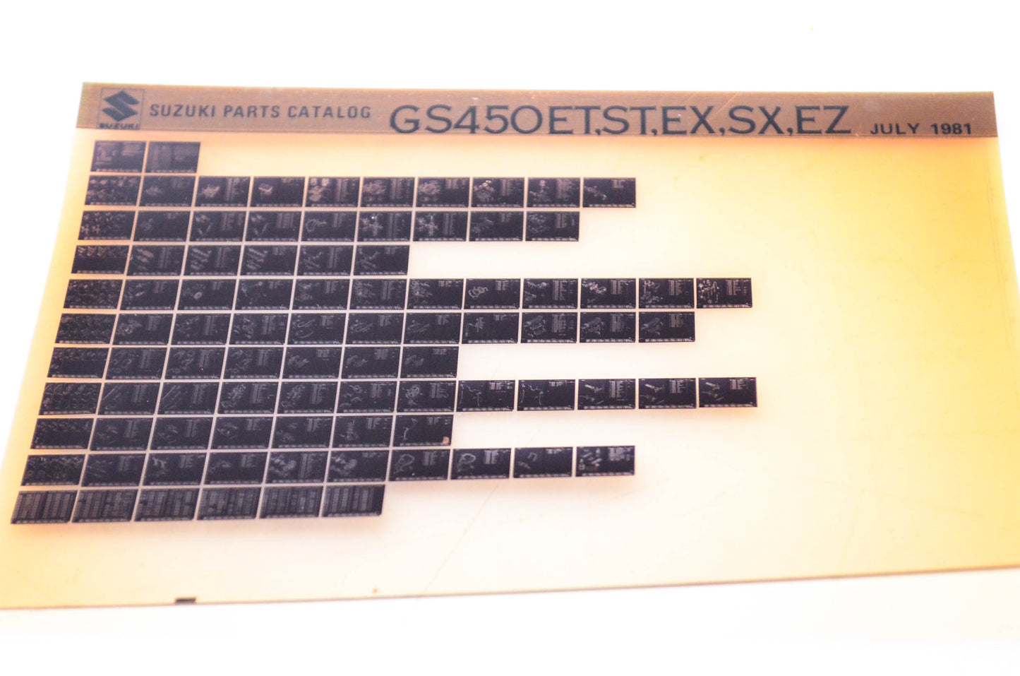 OEM Suzuki GS450ET,ST,EX,SX,EZ 1981/July Parts Catalog Microfiche