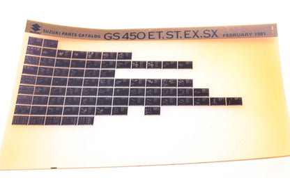 OEM Suzuki GS450 ET,ST,EX,SX 1981/February Parts Catalog Microfiche