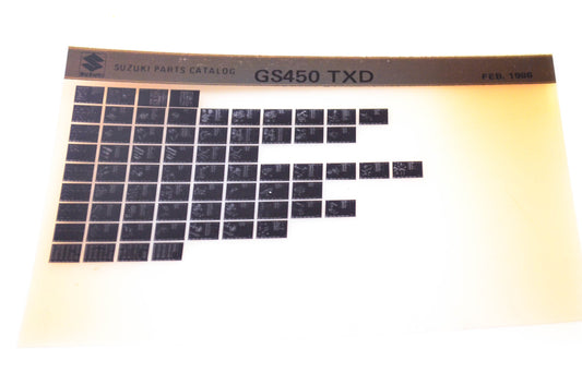OEM Suzuki GS450 TXD 1986/February Parts Catalog Microfiche