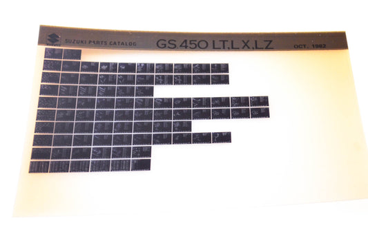 OEM Suzuki GS 450 LT,LX,LZ 1982/October Parts Catalog Microfiche