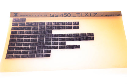 OEM Suzuki GS450 LT,LX,LZ 1981/November Parts Catalog Microfiche
