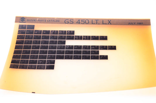 OEM Suzuki GS 450 LT, LX 1981/July Parts Catalog Microfiche