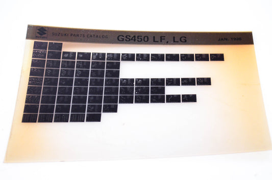 OEM Suzuki GS450 LF, LG 1986/January Parts Catalog Microfiche