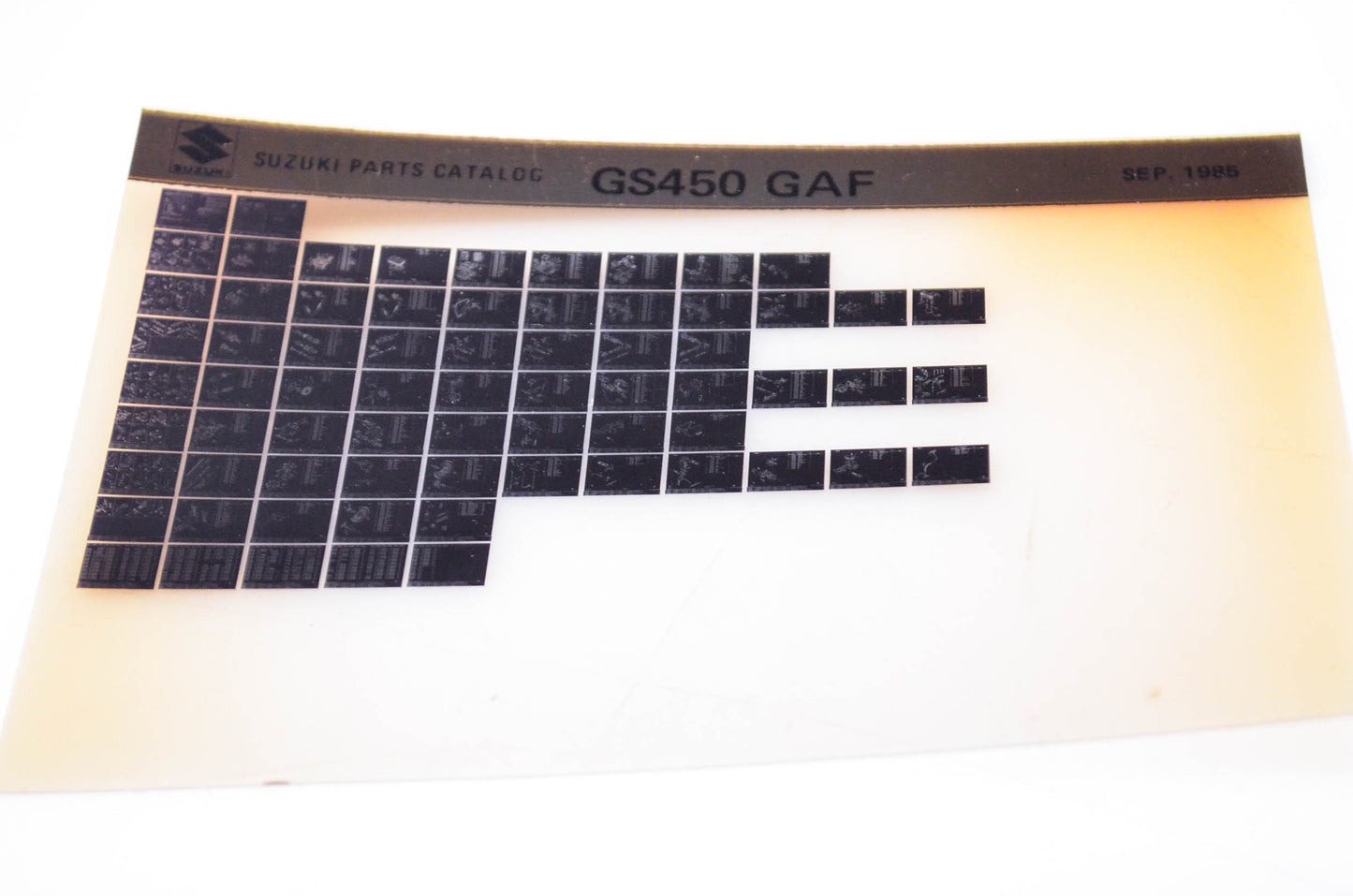 OEM Suzuki GS450 GAF 1985/September Parts Catalog Microfiche