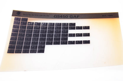 OEM Suzuki GS450 GAF 1985/September Parts Catalog Microfiche