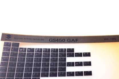 OEM Suzuki GS450 GAF 1985/September Parts Catalog Microfiche