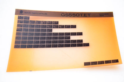 OEM Suzuki GS550T,ET 1979/October Parts Catalog Microfiche