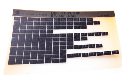 OEM Suzuki GS550 ES3, ESE, EF, ESF, ESG 1986/March Parts Catalog Microfiche