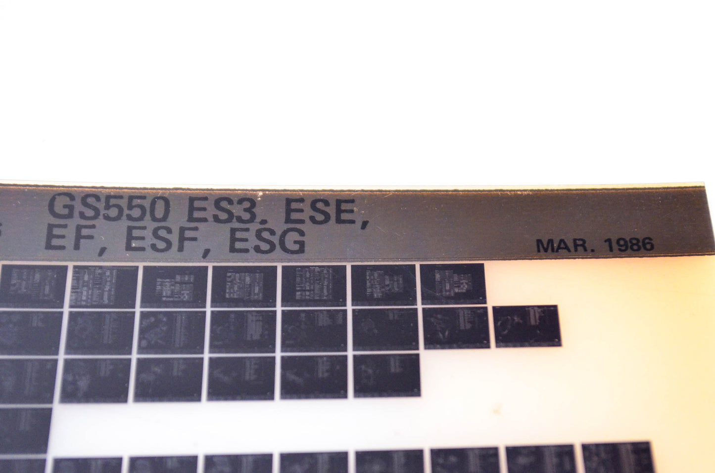 OEM Suzuki GS550 ES3, ESE, EF, ESF, ESG 1986/March Parts Catalog Microfiche