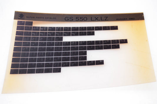 OEM Suzuki GS 550 LX,LZ 1982/August Parts Catalog Microfiche