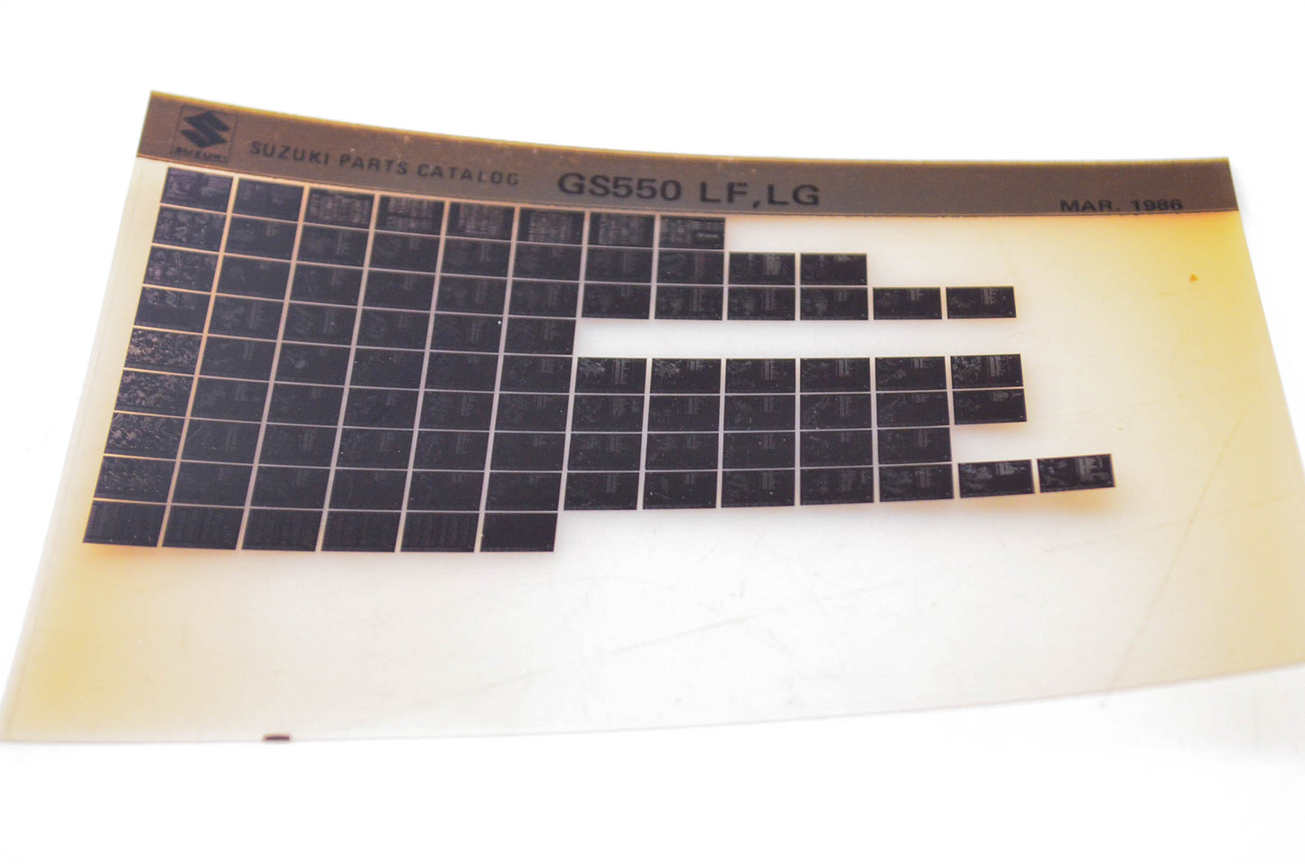 OEM Suzuki GS550 LF,LG 1986/March Parts Catalog Microfiche