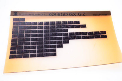 OEM Suzuki GS 650 GX, GZ 1981/August Parts Catalog Microfiche