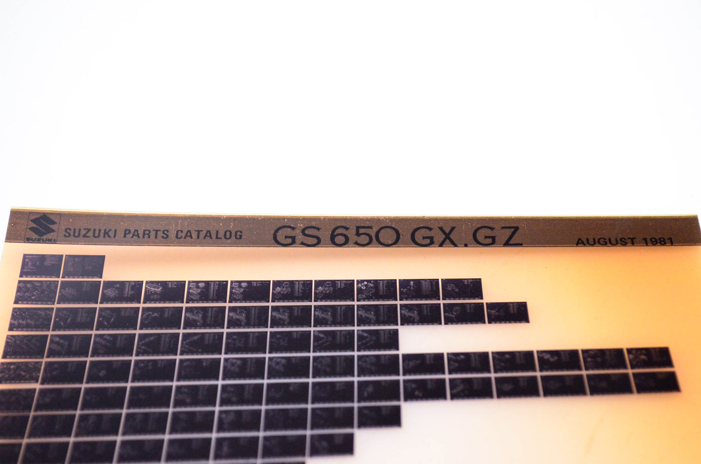 OEM Suzuki GS 650 GX, GZ 1981/August Parts Catalog Microfiche