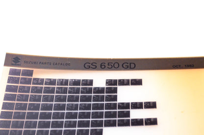 OEM Suzuki GS 650 GD 1982/October Parts Catalog Microfiche