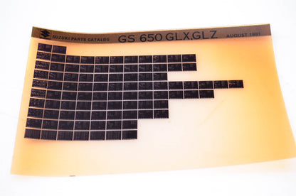 OEM Suzuki GS 650 GLX,GLZ 1981/August Parts Catalog Microfiche