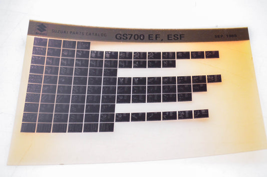 OEM Suzuki GS700 EF, ESF 1985/September Parts Catalog Microfiche