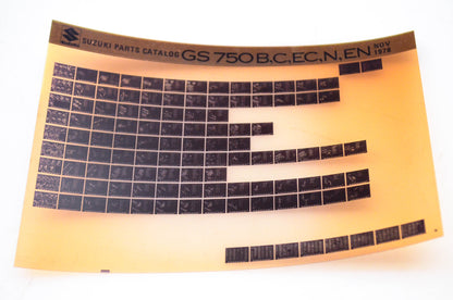OEM Suzuki GS 750B,C,EC,N,EN 1978/November Parts Catalog Microfiche