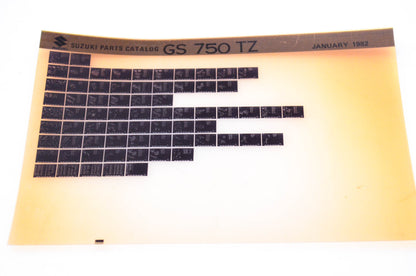 OEM Suzuki GS 750 TZ 1982/January Parts Catalog Microfiche