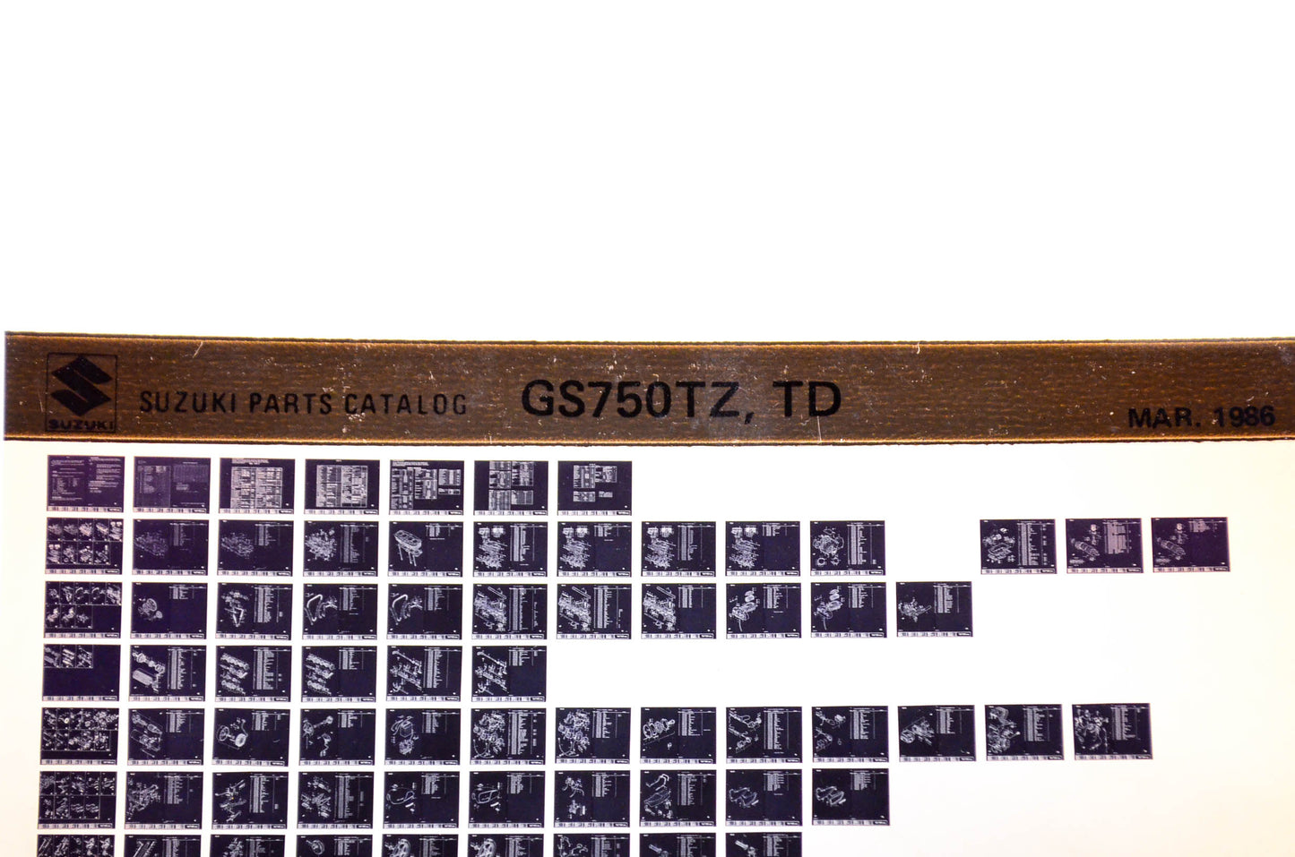 OEM Suzuki GS750TZ, TD 1986/March Parts Catalog Microfiche
