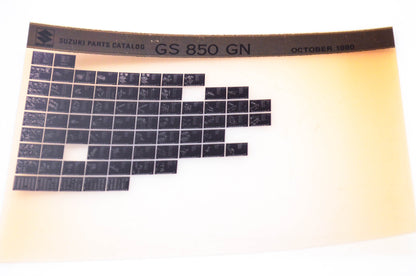 OEM Suzuki GS 850 GN 1980/October Parts Catalog Microfiche