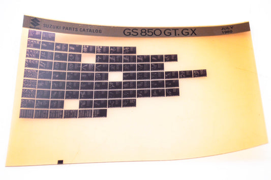 OEM Suzuki GS 850 GT, GX 1980/July Parts Catalog Microfiche