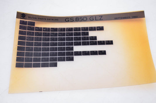 OEM Suzuki GS 850 GLZ 1982/September Parts Catalog Microfiche
