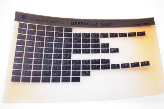 OEM Suzuki GS850GLZ, GLD 1986/March Parts Catalog Microfiche