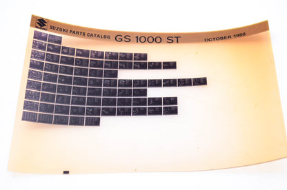 OEM Suzuki GS 1000 ST 1980/October Parts Catalog Microfiche