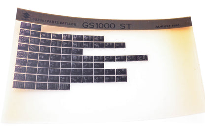 OEM Suzuki GS1000 ST 1981/August Parts Catalog Microfiche