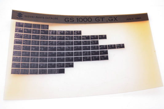 OEM Suzuki GS 1000 GT ,GX 1981/July Parts Catalog Microfiche