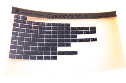 OEM Suzuki GS1000GLT,GLX 1982/January Parts Catalog Microfiche