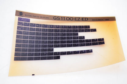 OEM Suzuki GS 11 00 EZ,ED 1982/December Parts Catalog Microfiche