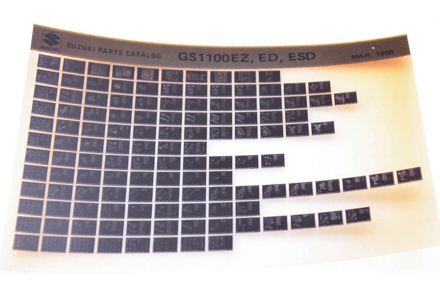 OEM Suzuki GS1100EZ, ED, ESD 1986/March Parts Catalog Microfiche