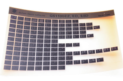 OEM Suzuki GS1100EZ, ED, ESD 1986/March Parts Catalog Microfiche