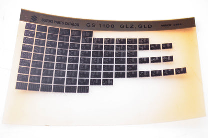 OEM Suzuki GS 1100 GLZ, GLD 1984/March Parts Catalog Microfiche
