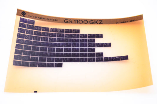 OEM Suzuki GS 1100 GKZ 1982/October Parts Catalog Microfiche