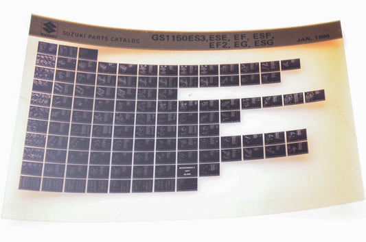 OEM Suzuki GS1150ES3,ESE, EF, ESF, EF2, EG, ESG 1986/Jan Part Catalog Microfiche