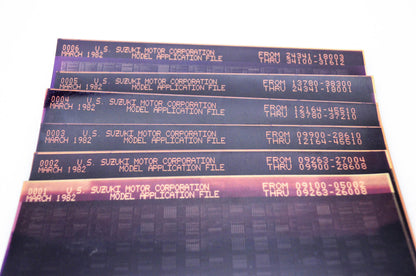 OEM Suzuki 1982/March Model Application File Microfiche Pages 1 - 12