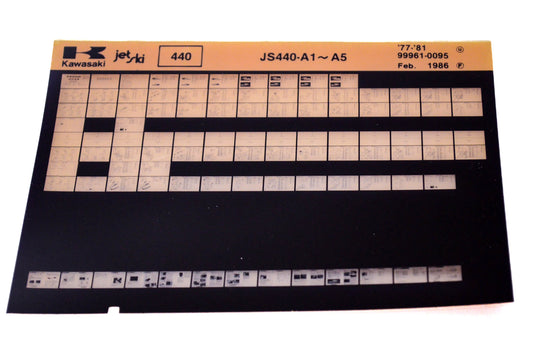 OEM Kawasaki JS440 A1-A5 1986/February Jet Ski 440 Microfiche File '77 - '81