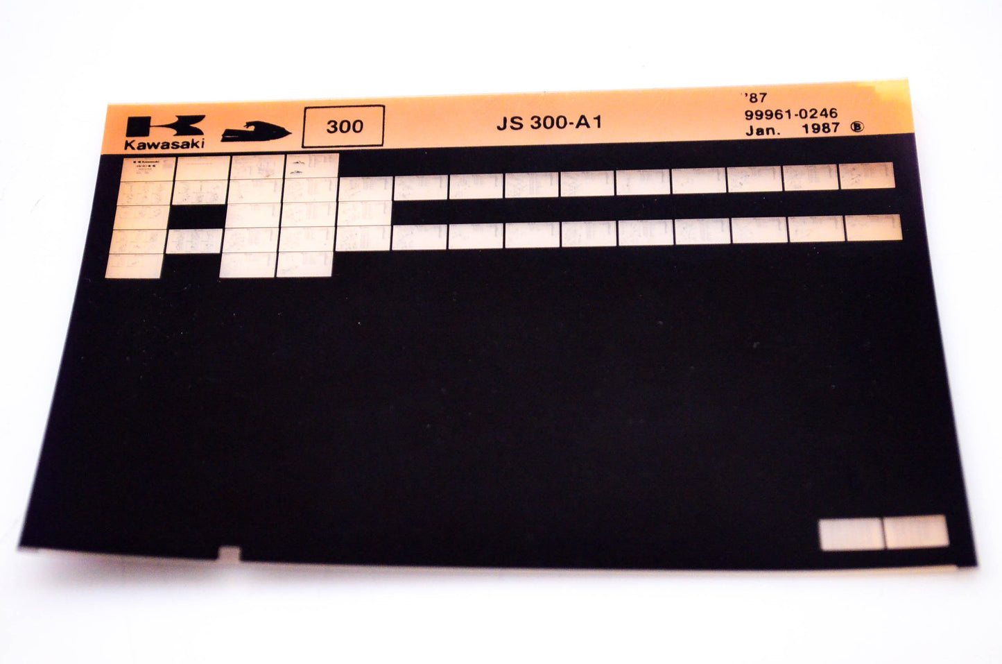 OEM Kawasaki JS 300 A1 1987/January Jet Ski 300 Microfiche File '87