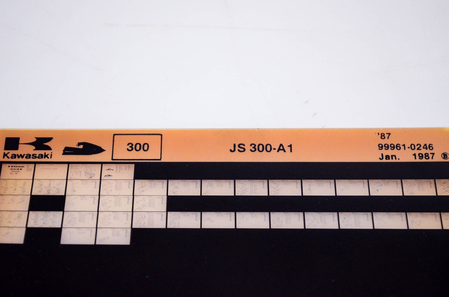 OEM Kawasaki JS 300 A1 1987/January Jet Ski 300 Microfiche File '87