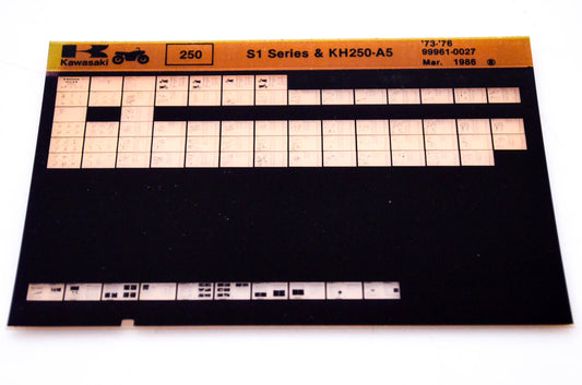 OEM Kawasaki S1 Series, KH250-A5 1986/March 250 Microfiche File '73-'76