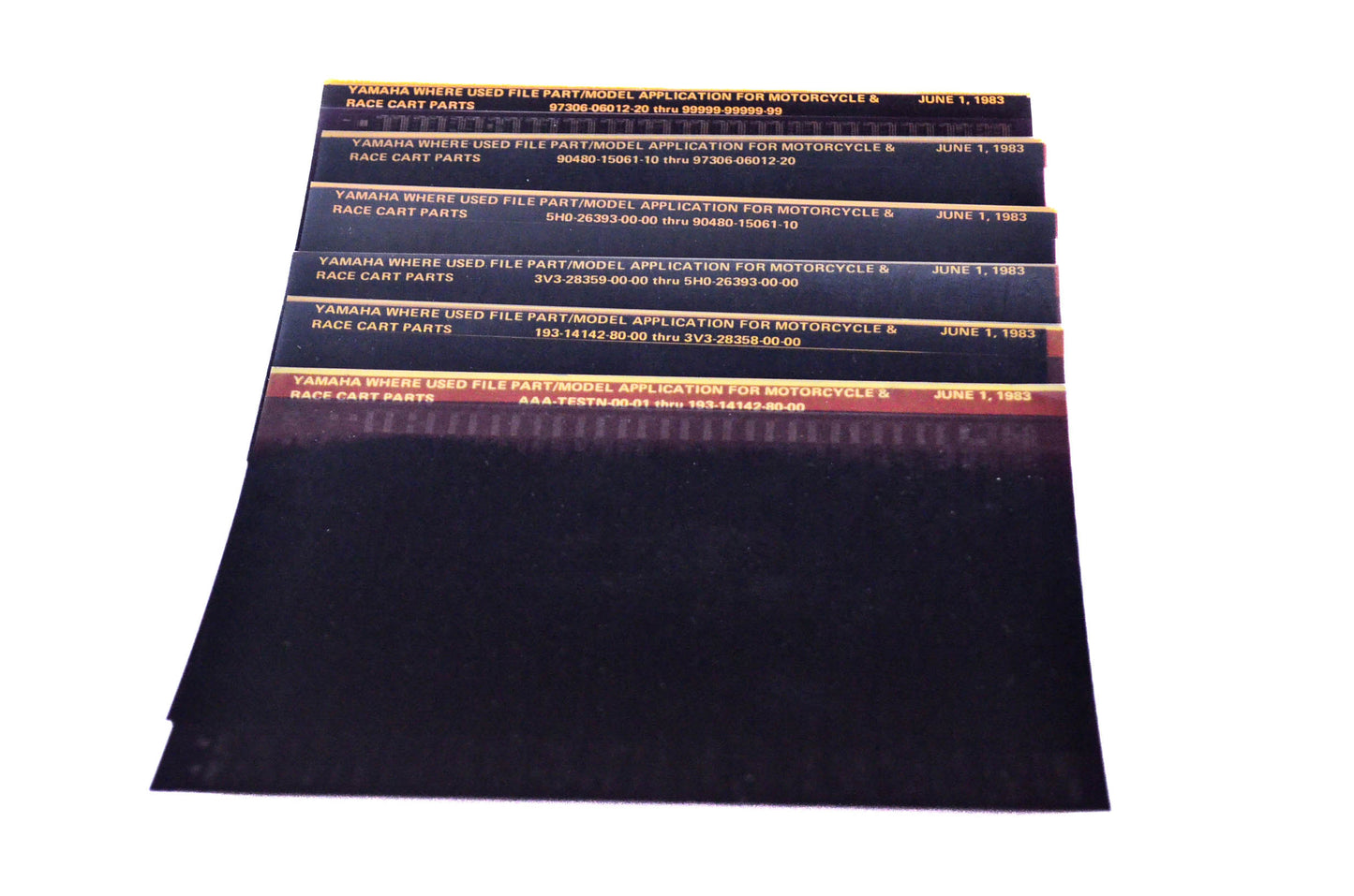 OEM Yamaha 1983/June Where Used File Part/Model Application Microfiche pgs 1 - 6